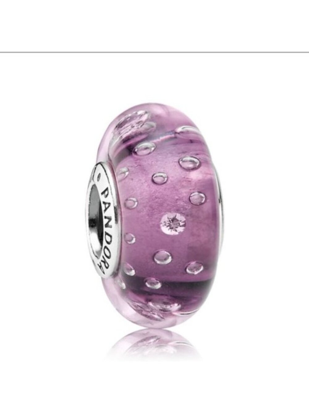 Pandora Sterling Silver Purple Effervescence Murano Glass Bead w/ CZs - 791616cz